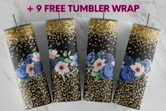 Gold Glitter Leopard Print Floral 20 oz tumbler sublimation Product Image 1