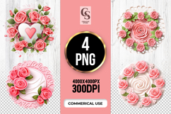 Pink Rose Floral Circle Clipart Sublimation PNG Product Image 1