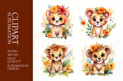 Watercolor baby lion clipart sublimation png Product Image 1