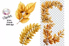 Fall, Autumn, Leaves, Ephemera, PNG, watercolor, Clipart Product Image 1