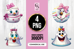 Cute Pink Snow Clipart Sublimation PNG Product Image 1