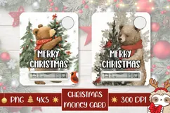 Vintage Christmas Bear Money Card, Christmas Gift Card Print Product Image 1