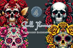Skull watercolor, Floral skull art, Gothic flowers Clipart Product Image 1
