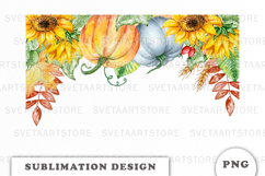 Watercolor Autumn Pumpkins Border png Product Image 1