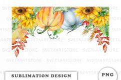 Watercolor Autumn Pumpkins Border png Product Image 1