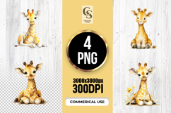 Cute Watercolor Baby Giraffe Clipart Sublimation PNG Product Image 1