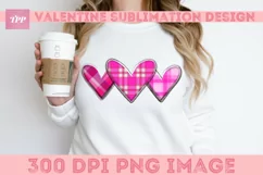 Plaid Hearts png, Valentine Sublimation Design Product Image 2