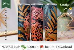 Leopard Tumbler Design,Tropical Leaves Tumbler Sublimation Product Image 1
