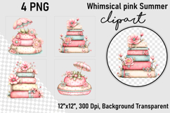 Whimsical pink Summer clipart PNG, Summer clipart Product Image 1