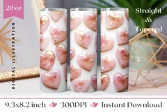 Glitter Love Hearts Tumbler Wrap, 3D Valentine's Day Tumbler Product Image 1
