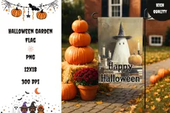 Welcome Garden Flag Design, Halloween Garden Flag Template Product Image 1