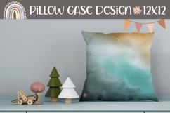 Watercolor Blue Pillow Template, Abstract Pillow Design Product Image 1