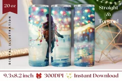 Christmas Girl Tumbler Wrap Design, Figure Skating Tumbler Product Image 1