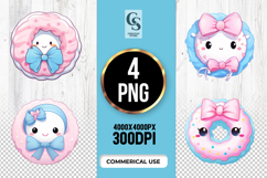 Cute Donut Clipart Sublimation PNG Product Image 1