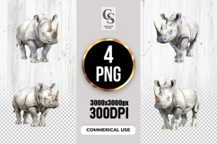 Rhino Watercolor Clipart Sublimation PNG Product Image 1