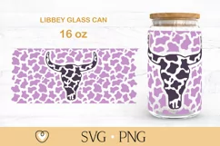 Western Libbey glass svg, Cow Print 16oz Can glass wrap svg Product Image 1