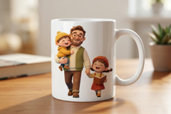 Happy Father's Day Clipart Bundle, Cute Dad and Kids PNG Product Image 2