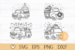 Christmas Truck svg, Christmas Pickup Truck Clipart, Vintage Product Image 1