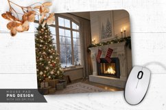 Classic Holiday Home Fireplace Tree Mouse Pad PNG Design Product Image 1
