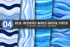Blue Abstract Waves Digital Paper Product Image 1
