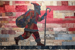 Textile Art Santa Claus Quilt Background Patchwork Fabric Product Image 1