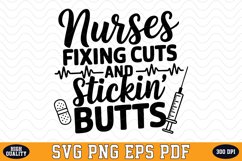 Nurses Fixing Cuts and Stickin&#039; Butts SVG Design Product Image 1