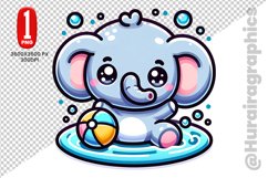 Cute Elephant Clipart - PNG File Product Image 1