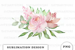 Watercolor Flowers Bouquet png Product Image 1