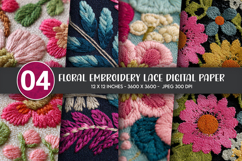 Floral Embroidery Lace Digital Paper Product Image 1