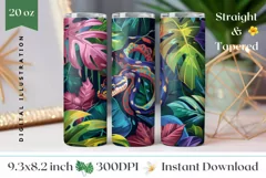 Snake Tumbler Wrap Design, Tropical Tumbler Template Product Image 1