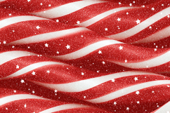 A festive red and white glittery fabric with starry stripes Product Image 1
