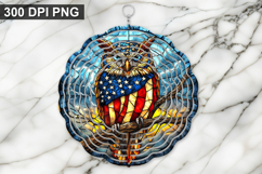 Owl Wind Spinner Sublimation -4Th Of July wind spinner PNG Product Image 1