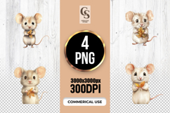 Cute Mouse Leaf Clipart Sublimation PNG Product Image 1