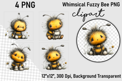 Whimsical Fuzzy Bee PNG Clipart, Clipart PNG Product Image 1