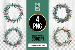 Pine Branch Berry Wreath Clipart Sublimation PNG Product Image 1