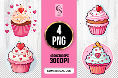 Cute Heart Cupcake Clipart Sublimation PNG Product Image 1