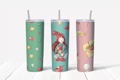 Christmas Cute Girls Skinny tumbler wrap design Product Image 3