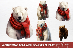 Christmas Bear With Scarves Clipart Sublimation Product Image 1