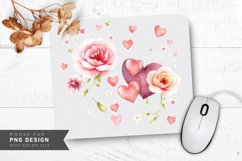 Pastel Floral Hearts Mouse Pad PNG Design Product Image 1