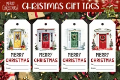 Christmas Door Gift Tag PNG, Christmas Gift Tag Printable Product Image 1