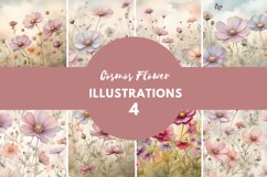 Watercolor Cosmos Flowers Illustration Product Image 1