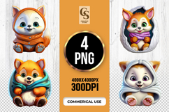 Cute Baby Fox Winter Clipart Sublimation PNG Product Image 1