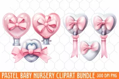 Pastel Baby Nursery Clipart Big, Baby Boy Elephant Clipart Product Image 1