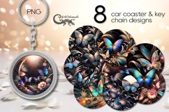 Butterfly | black Car coaster &amp; key chain sublimation design Product Image 1