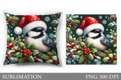 Christmas Bird Pillow Design. Christmas Pillow Sublimation Product Image 1