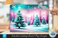 Ethereal Starry Snowfall Forest Cutting Board PNG Design Product Image 1