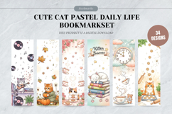 Cute Cat Pastel Daily Life Bookmark Set,Heartwarming Kitty Product Image 1