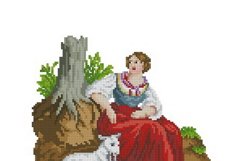 Vintage Cross Stitch Scheme Girl with a kid Product Image 7