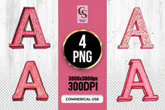 Pink Floral Letter A Clipart Sublimation PNG Product Image 1