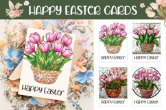 Easter Greeting Card, Stained Glass Tulips Sublimation Product Image 1